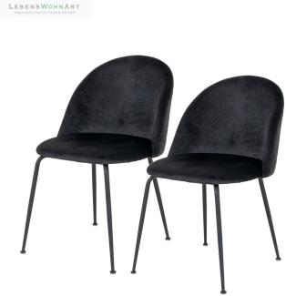 Set 2x Geneve Esszimmerstuhl Velour schwarz Stuhl Stühle Esszimmer Küchenstühle
