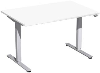 Elektro-Hubtisch 'Smart', höhenverstellbar, 120x80x70-120cm, gerade, Weiß / Silber