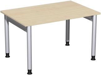 Schreibtisch '4 Fuß Pro' höhenverstellbar, 120x80cm, Ahorn / Silber