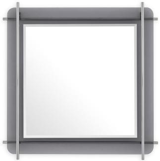 Casa Padrino Luxus Spiegel Silber / Grau 85,5 x 5 x H. 85,5 cm - Quadratischer Wandspiegel mit grau getöntem Glasrand und Edelstahl Stangen - Luxus Kollektion