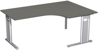 PC-Schreibtisch 'C Fuß Pro' rechts, feste Höhe 180x120x72cm, Graphit / Silber