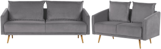 Sofa Set Samtstoff grau 5-Sitzer MAURA