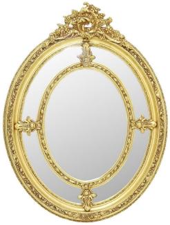 Casa Padrino Barock Spiegel Gold - Ovaler Antik Stil Wandspiegel - Wohnzimmer Spiegel - Garderoben Spiegel - Prunkvolle Barock Möbel