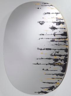Casa Padrino Designer Wandspiegel Schwarz / Gold 76 x H. 110 cm - Luxus Wohnzimmer Spiegel