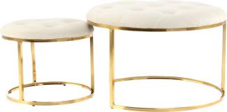 Hocker Becky 825 2er-Set Elfenbein / Gold