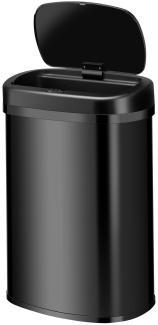 Juskys Automatik Mülleimer mit Sensor 50L - elektrischer Abfalleimer, Bewegungssensor, automatischer Deckel, wasserdicht, rechteckig, Küche - Schwarz