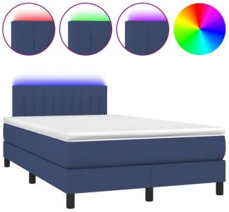 Polsterbett mit Matratze & LED Stoff Blau 120 x 200 cm, Härtegrad: H2 [3133307]