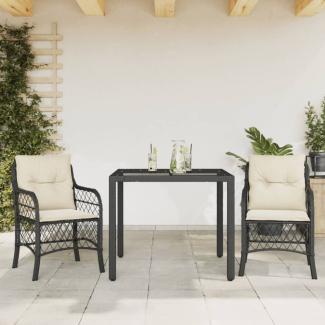 vidaXL 3-tlg. Bistro-Set mit Kissen Schwarz Poly Rattan