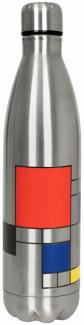 Könitz Flasche Hot Bottle - Homage to Mondrian, Thermoflasche, Outdoorflasche, Doppelwandig mit Verschluss, Edelstahl, Silbern, 750 ml, 11 9 245 2310