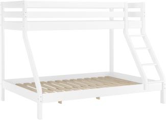 Erst-Holz Doppel-Etagenbett 90x200/140x200 cm, weiß
