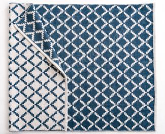 Schöner-Wohnen Picknick Web-Teppich Dreieck Blau 150 x 080 cm