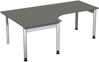 PC-Schreibtisch '4 Fuß Pro' links, höhenverstellbar, 200x120cm, Graphit / Silber