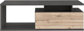 Forte 'Como' Couchtisch, Wolfram grau Planked Eiche, mit Schubkästen, 120x60cm