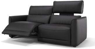 Sofanella Dreisitzer GALA Leder Couch Sitzverstellung in Schwarz