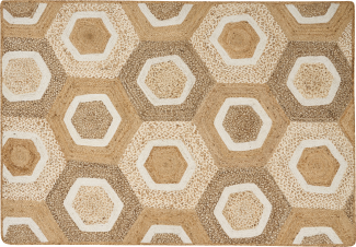 Teppich Jute beige 160 x 230 cm geometrisches Muster Kurzflor BASOREN