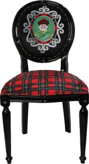Casa Padrino Barock Luxus Esszimmer Stuhl ohne Armlehnen Schottland Karo / Schwarz Man - Designer Stuhl - Limited Edition