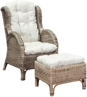 Rattan Relaxsessel mit Fußhocker inklusive Sitzpolster