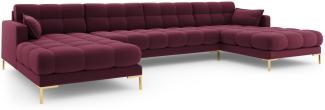 Micadoni 6-Sitzer Panorama Sofa Mamaia | Bezug Dark Red | Beinfarbe Gold Metal