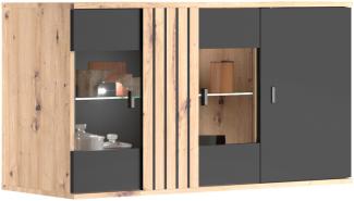 Hängevitrine Jacklin 110x38x57 Wandvitrine Artisan Eiche/Schwarz 10200