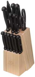 5Five Simply Smart Messerblock bestückt 14-tlg, Messer-Set mit Schärfer und Schere, Holz, Edelstahl, 151170