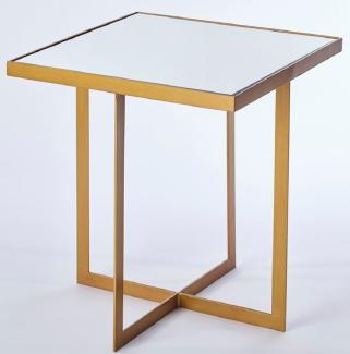 Casa Padrino Luxus Beistelltisch Bronze 51 x 51 x H. 55 cm - Metall Tisch mit Spiegelglas Tischplatte - Luxus Möbel
