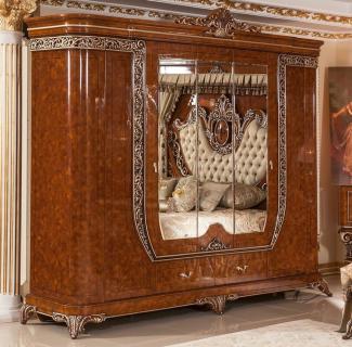 Casa Padrino Luxus Barock Schlafzimmerschrank Braun / Bronzefarben - Prunkvoller Massivholz Kleiderschrank im Barockstil - Barock Schlafzimmer & Hotel Möbel - Edel & Prunkvoll