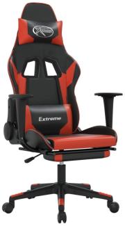 vidaXL Gaming-Stuhl mit Fußstütze Schwarz und Rot Kunstleder, Drehbar [3143700]