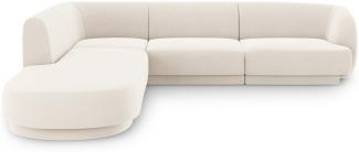 Micadoni 6-Sitzer Samtstoff Ecke links Sofa Miley | Bezug Light Beige | Beinfarbe Black Plastic