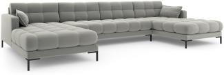 Micadoni 6-Sitzer Panorama Sofa Mamaia | Bezug Light Grey | Beinfarbe Black Metal