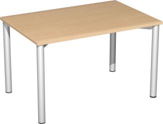 Schreibtisch, 120x80cm, Buche / Silber