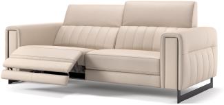 Sofanella 3-Sitzer Lesina Echtledersofa Sitzverstellung Couch in Creme S: 212 Breite x 101 Tiefe