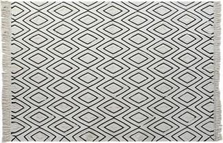 Teppich DKD Home Decor 160 x 250 x 0,7 cm Schwarz Polyester Baumwolle Weiß Rhombusse Boho