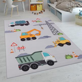 Paco Home Kinderteppich Teppich Kinderzimmer Spielteppich Junge Mädchen Modern rutschfest, Grösse:100x200 cm, Farbe:Grau 4