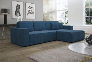 Ecksofa Schlafsofa Sofa CONOR PREMIUM Stoff Poso Marineblau Ottomane Rechts