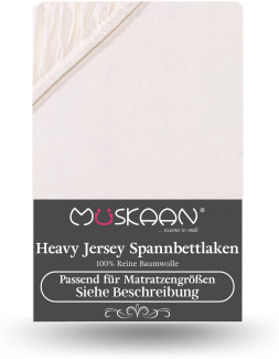 Müskaan - Premium Jersey Spannbettlaken 180x200 cm - 200x200 cm + 15 cm Split Topper 160 g/m² natur