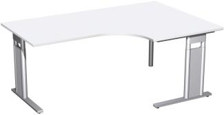 PC-Schreibtisch rechts, höhenverstellbar, 180x120cm, Weiß / Silber