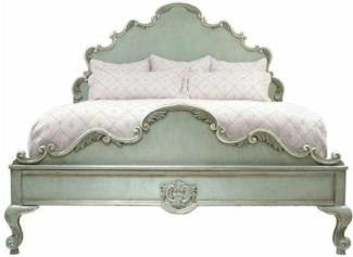 Casa Padrino Luxus Barock Doppelbett Antik Mintgrün - Prunkvolles Massivholz Bett mit Kopfteil - Schlafzimmer Möbel im Barockstil