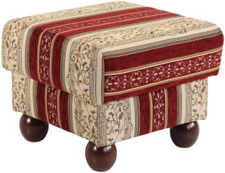 Hocker Kasha Bezug Chenille Buche nussbaum dunkel / rot 22280