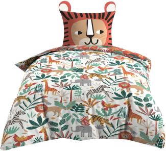 2tlg Kinder Bettwäsche Dschungel Tiere Bettbezug Kissenbezug 140x200cm Baumwolle