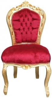 Casa Padrino Barock Esszimmer Stuhl Bordeaux / Gold ohne Armlehnen - Antik Möbel