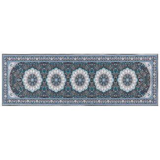 Teppich blau schwarz 80 x 240 cm orientalisches Muster Kurzflor GEDIZ