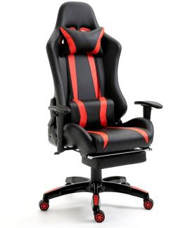 SVITA Gaming Stuhl Bürostuhl Schreibtischstuhl Drehstuhl Fußablage schwarz rot
