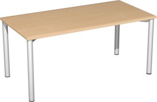 Schreibtisch, 160x80cm, Buche / Silber