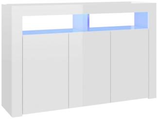 vidaXL Sideboard mit LED-Leuchten, Holz Hochglanz-Weiß, 115,5 x 30 x 75 cm