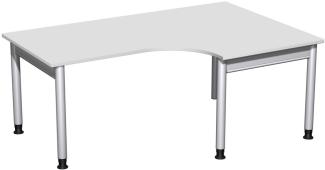 PC-Schreibtisch '4 Fuß Pro' rechts, höhenverstellbar, 180x120cm, Lichtgrau / Silber