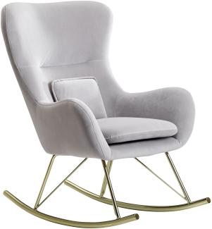 KADIMA DESIGN Gemütlicher Schaukelstuhl aus Samt mit Wippfunktion, modernem Design und bequemer Sitzschale. Farbe: Grau
