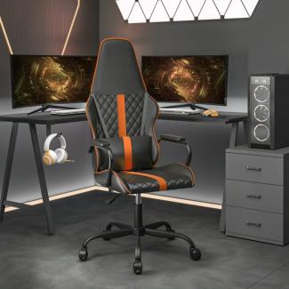 Gaming-Stuhl mit Massagefunktion Orange und Schwarz Kunstleder (Farbe: Orange)