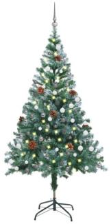 vidaXL Weihnachtsbaum Gefrostet mit LEDs Kugeln Zapfen Set 150 cm, Mit Beleuchtung [3077699]