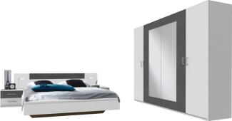 Schlafzimmer-Set Angie komplett 4-teilig weiß graphit