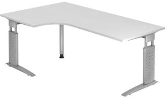 Winkeltisch US82 C-Fuß 200x120cm 90° Weiß Gestellfarbe: Silber